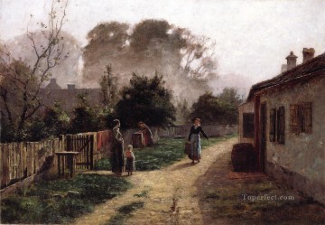Theodore Clement Steele Painting - Village Scene Theodore Clement Steele